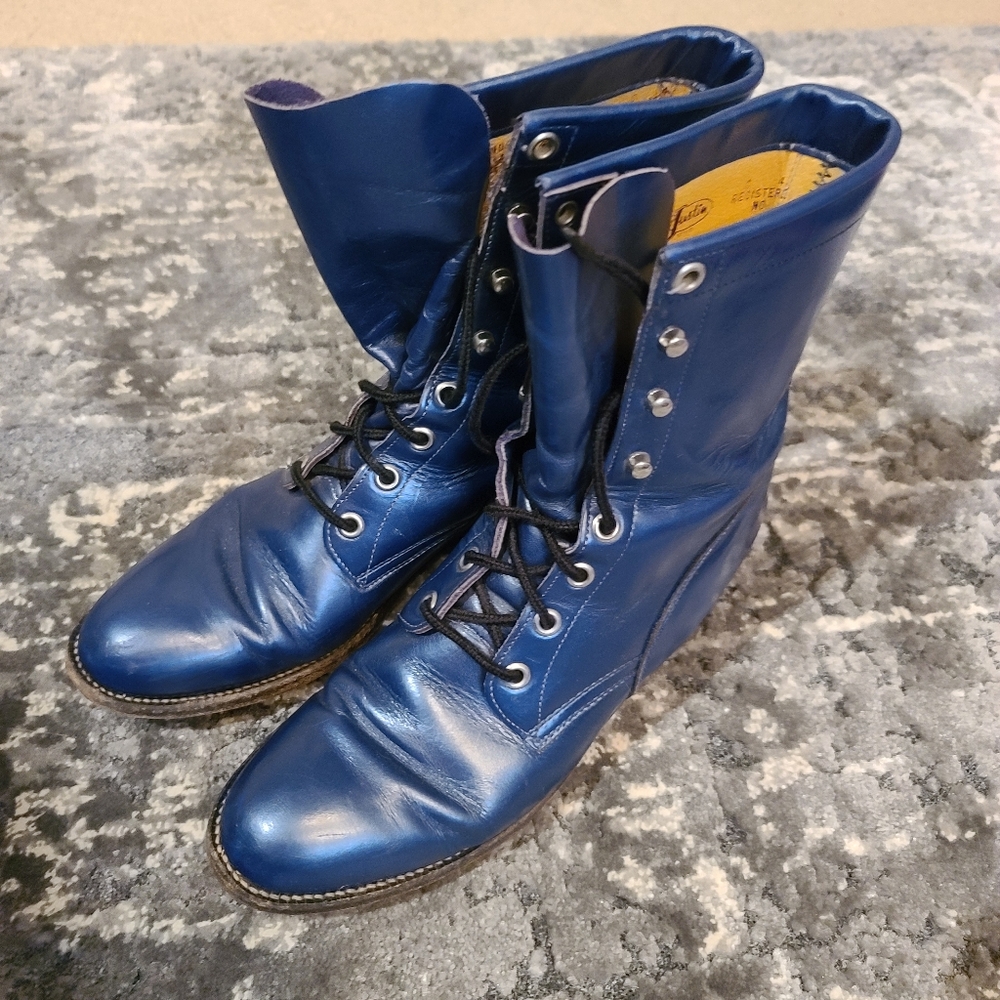 Vintage Metallic blue leather Justin's rompers